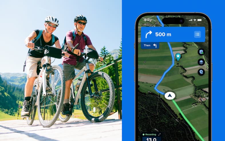 Turn-by-turn navigation for cycling routes in the Bikemap App