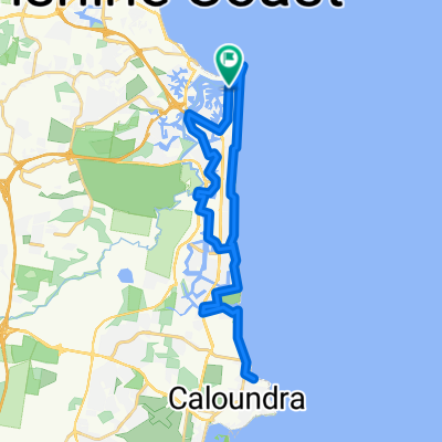 La Balsa Park, Mooloolah R., Kawana Lake, Moffat Beach, return Coastal Path